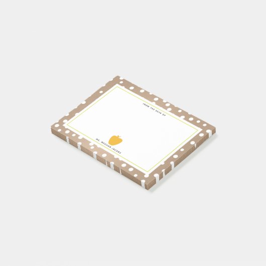 Polka Dot + Gelber Apfellehrer Post-it Klebezettel (angewinkelt)