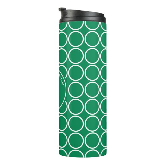 POLKA DOT Geometric Customric Monogram Green Thermosbecher (Nach rechts gedreht)