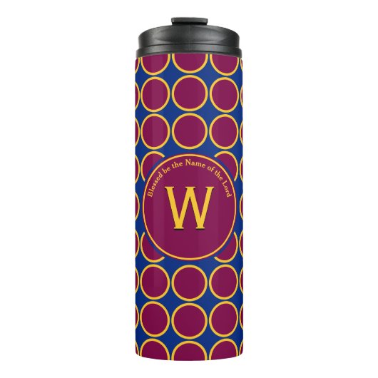 POLKA DOT Geometric Customric Monogram Maroon Thermosbecher (Vorderseite)