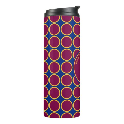 POLKA DOT Geometric Customric Monogram Maroon Thermosbecher (Nach links gedreht)
