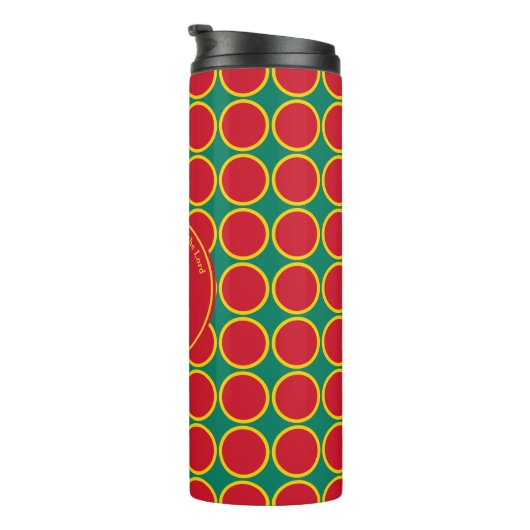 POLKA DOT Geometric Customric Monogram Red Thermosbecher (Nach rechts gedreht)