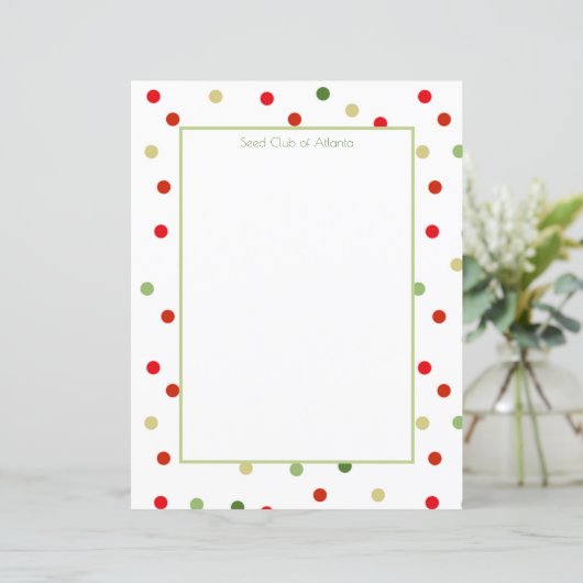 Polka Dot Gerahmt Stationery (Stehend Vorderseite)
