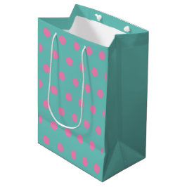 Polka Dot Geschenktasche (Aqua & Pink) Mittlere Geschenktüte