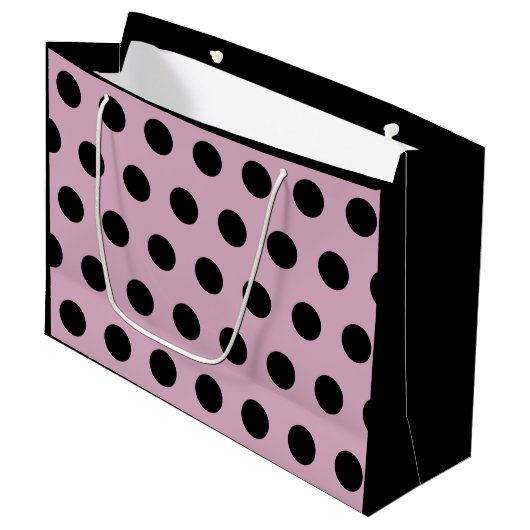Polka Dot Geschenktasche - Groß (rosa & schwarz) Große Geschenktüte (Vorderseite Schrägansicht)