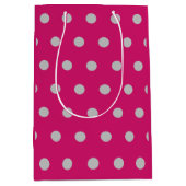Polka Dot Geschenktasche (Hot Pink & Gray) Mittlere Geschenktüte (Vorderseite)