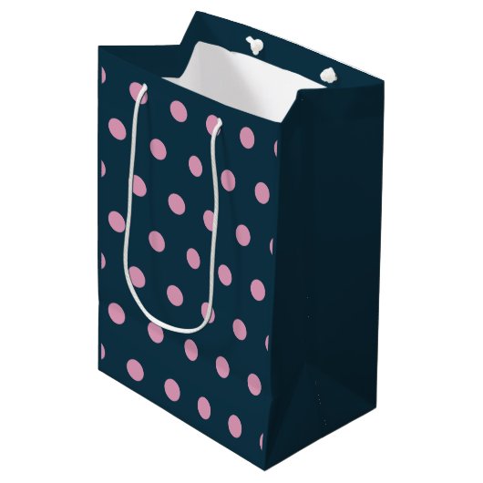 Polka Dot Geschenktasche (Mitternacht blau & weich Mittlere Geschenktüte (Vorderseite Schrägansicht)