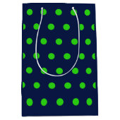 Polka Dot Geschenktasche (Navy Blue & Lime Green) Mittlere Geschenktüte (Vorderseite)