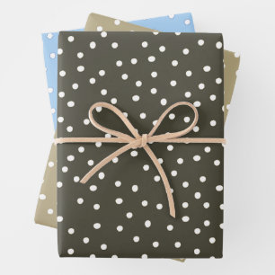 Polka Dot Gift Wrap, Cargo Green, Sand, Blau Geschenkpapier Set