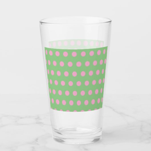 Polka Dot Glass Tumbler (Seite Grün und Pastellros (Vorderseite)