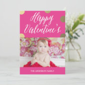Polka Dot Gold | Valentinstag Fotokarte Feiertagskarte (Stehend Vorderseite)