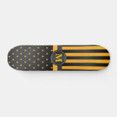 Polka Dot Golden Yellow and Black Stripes Skateboard (Horizontal)