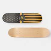 Polka Dot Golden Yellow and Black Stripes Skateboard (Horizontal)