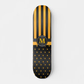 Polka Dot Golden Yellow and Black Stripes Skateboard (Vorne)