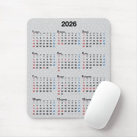 Polka Dot Gray 2025 Kalender Mousepad (Mit Mouse)