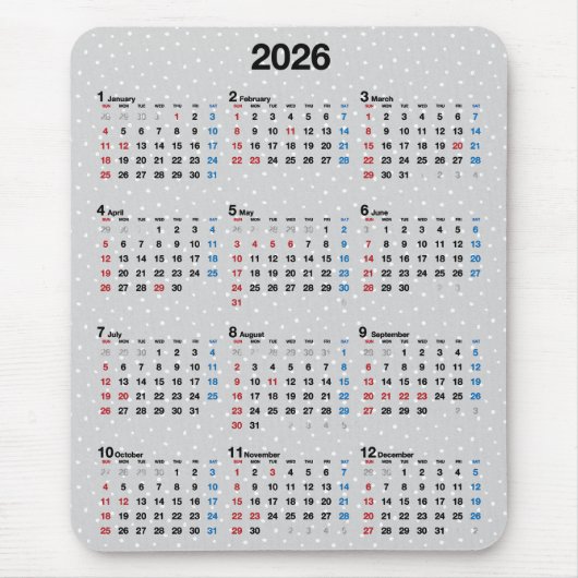 Polka Dot Gray 2025 Kalender Mousepad (Vorne)