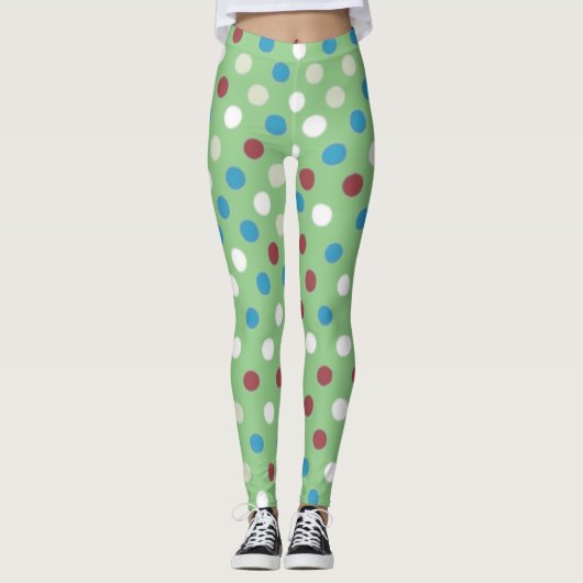 Polka Dot Green Leggings (Vorderseite)