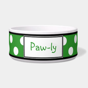 Polka Dot Green Personalisiert Hundeschale Napf