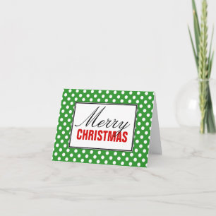 Polka Dot Green, Red Merry Christmas Grußkarte Feiertagskarte