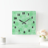 Polka dot green tones retro sechziger Jahre Quadratische Wanduhr (Zuhause)