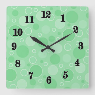 Polka dot green tones retro sechziger Jahre Quadratische Wanduhr