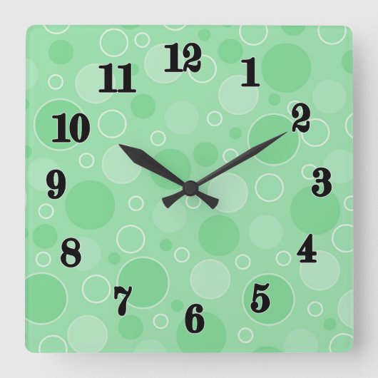 Polka dot green tones retro sechziger Jahre Quadratische Wanduhr (Vorderseite)