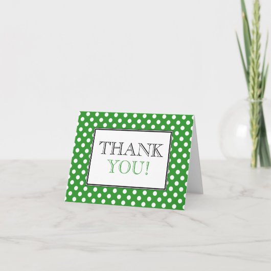 Polka Dot Green & White Dankeschön Karte (Vorderseite)