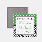Polka Dot Green Zebra Print Speichern Sie das Datu Magnet (Vorderseite/Rückseite)