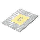 Polka Dot Grey und Yellow Monogram Notizblock (Rotiert)