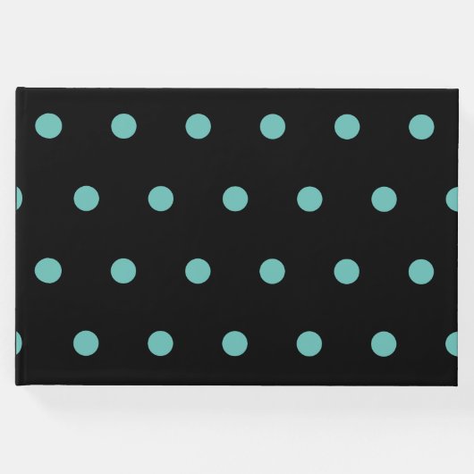 Polka Dot Guest Book (Black & Aqua) Gästebuch (Vorderseite)