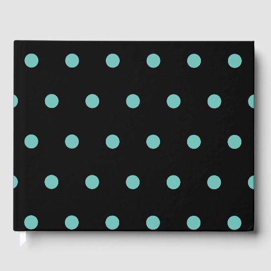Polka Dot Guest Book (Black & Aqua) Gästebuch (Vorderseite)
