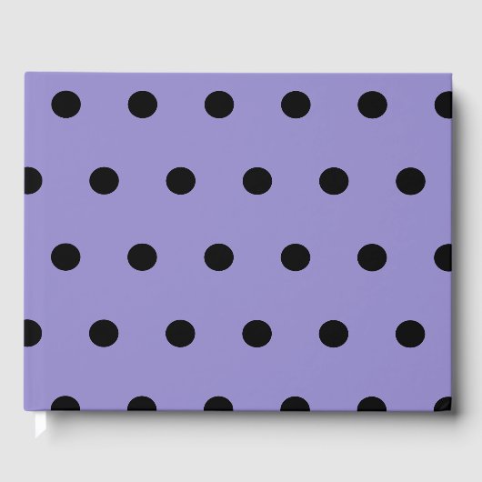 Polka Dot Guest Book (Lavender & Black) Gästebuch (Vorderseite)