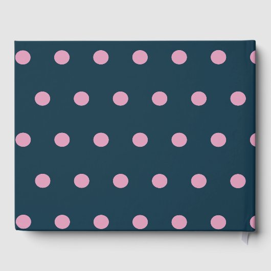 Polka Dot Guest Book (Midnight Blue & Soft Pink) Gästebuch (Rückseite)