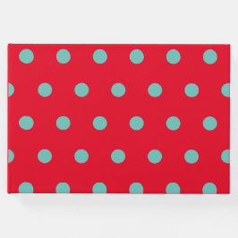 Polka Dot Guest Book (Red & Aqua) Gästebuch