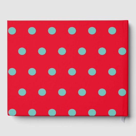 Polka Dot Guest Book (Red & Aqua) Gästebuch (Rückseite)