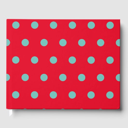 Polka Dot Guest Book (Red & Aqua) Gästebuch (Vorderseite)