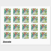 POLKA DOT HAND, CHICKEN STICKERS Square, Blatt (Blatt)