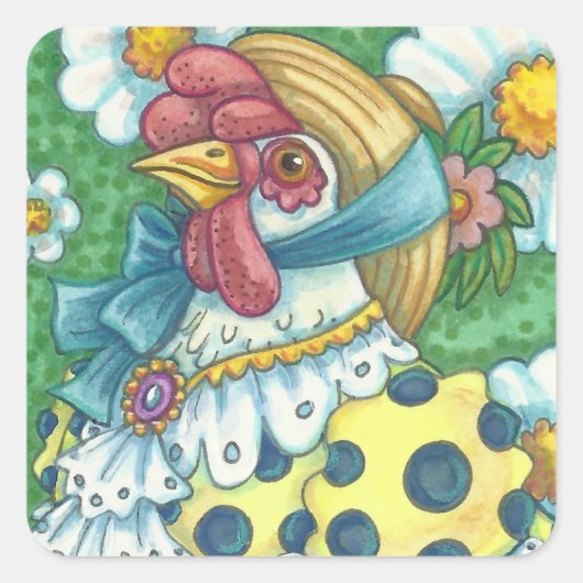 POLKA DOT HAND, CHICKEN STICKERS Square, Blatt (Vorderseite)