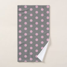 Polka Dot Handtuch (dunkelgrau und weich rosa)