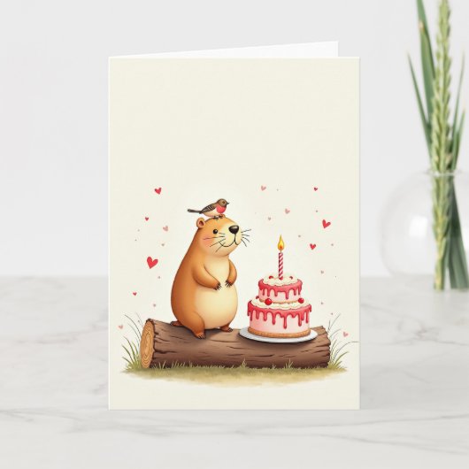 Polka Dot Happy Bear Karte (Vorderseite)