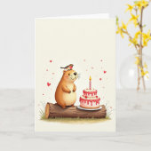 Polka Dot Happy Bear Karte (Gelbe Blume)