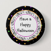 Polka Dot Happy Halloween Black Button (Vorderseite)