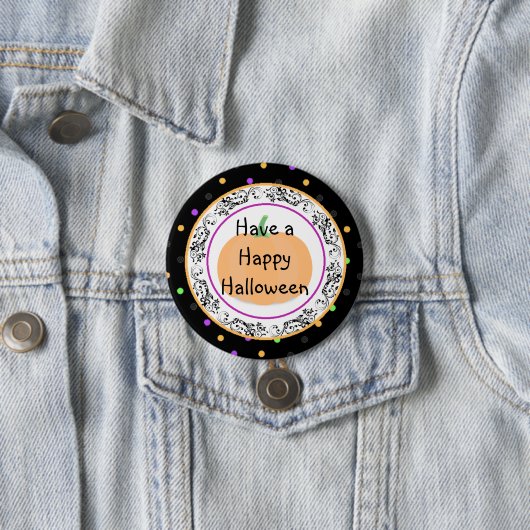 Polka Dot Happy Halloween Black Button (Beispiel)