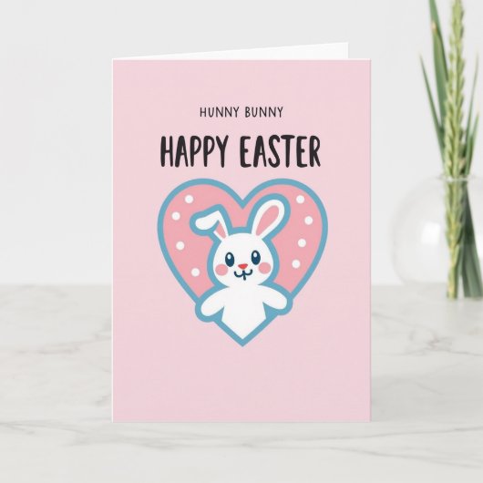 Polka Dot Heart Bunny Card Karte (Vorderseite)
