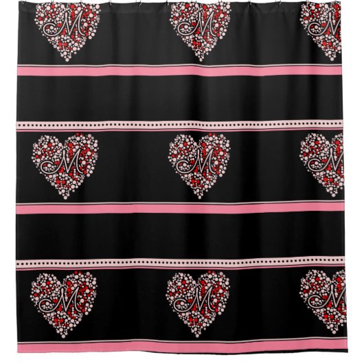 Polka Dot Heart Duschvorhang (Vorderseite)