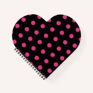 Polka Dot Heart Notebook (Black & Neon Pink) Notizblock