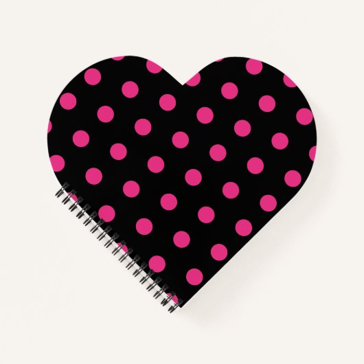 Polka Dot Heart Notebook (Black & Neon Pink) Notizblock (Vorderseite)