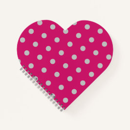 Polka Dot Heart Notebook (Hot Pink & Gray) Notizblock
