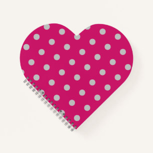 Polka Dot Heart Notebook (Hot Pink & Gray) Notizblock