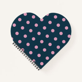 Polka Dot Heart Notebook (Midnight Blue & Pink) Notizblock
