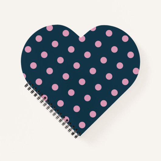 Polka Dot Heart Notebook (Midnight Blue & Pink) Notizblock (Vorderseite)